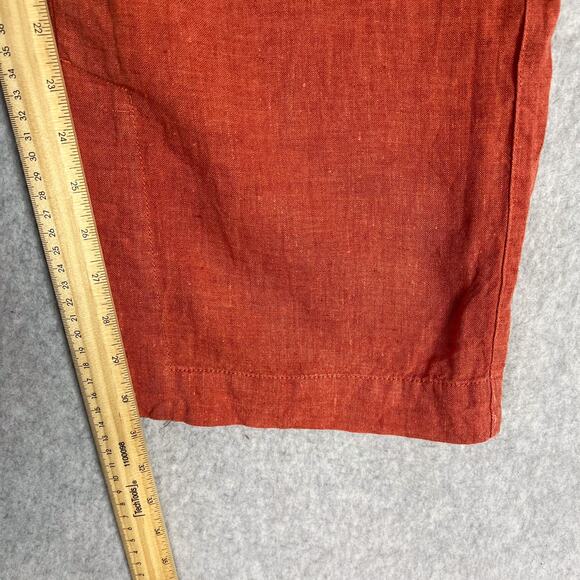 Athleta Orange Retreat Linen High Rise Wide Leg Pant Zip Pockets Size 4 - Picture 10 of 13